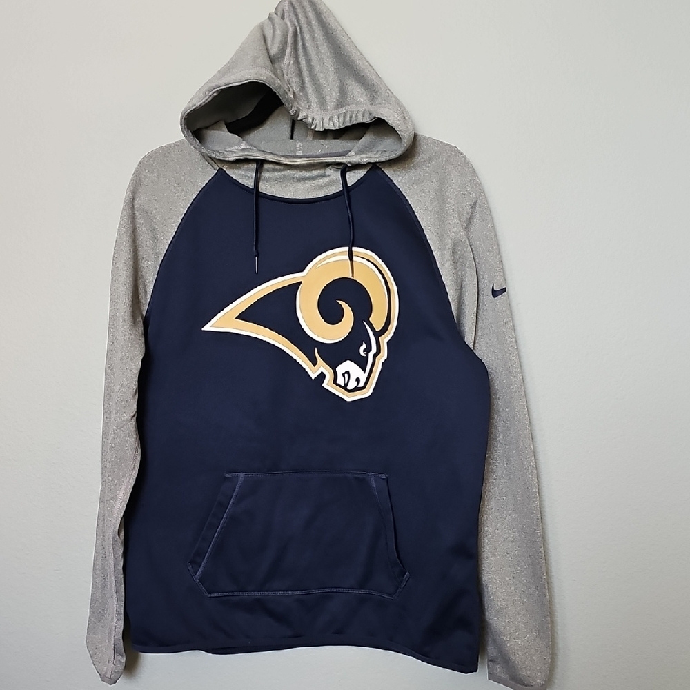 NFL Rams Old Logo Therma-Fit Navy and Gray Hoodie Boys Large